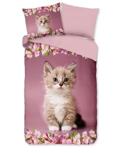 Dekbedovertrek Kitten en bloemen 140x200/220 