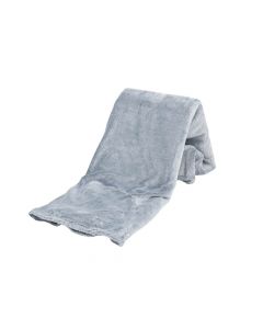 Plaid Fleece Uni ,  in teddy in grijs 150x200, Deken voor op de bank , bed of picknick kleed