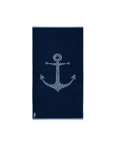 Strandlaken Captain donker blauw 100x180 100% katoen  velours Seahorse