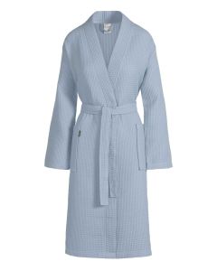 Zomer badjas Biarritz kleur licht blauw 100% wafel katoen  Van Dijck