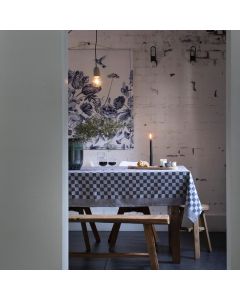 Pompdoek, geblokt Tafelkleed Barbeque 140x300  Blauw DDDDD