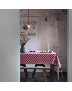 Pompdoek, geblokt Tafelkleed Barbeque 140x300  Rood DDDDD