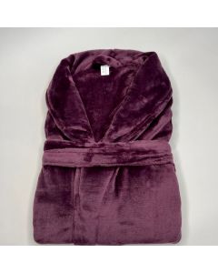 Super zachte badjas in de kleur paars, aubergine fleece badjas,  SPECIALE PRIJS