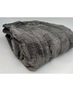 Fake fur Plaid Fleece ,  donker grijs met vacht 150x200, Deken voor op de bank , bed of picknick kleed Oslo 