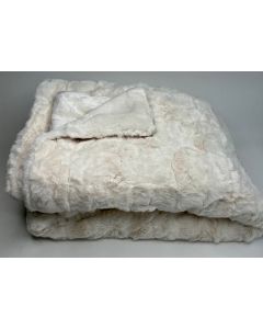 Plaid Fleece Uni ,  in terracotta met vacht 150x200, Deken voor op de bank , bed of picknick kleed kopenhagen