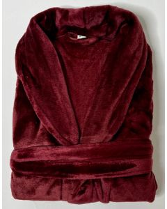Super zachte badjas in de bordeaux rood, port kleur fleece badjas, SPECIALE PRIJS
