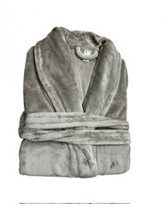 Super zachte badjas in de kleur zacht taupe  fleece badjas,  SPECIALE PRIJS