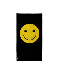 Strandlaken Smile zwart geel 100x180 100% katoen velours Seahorse