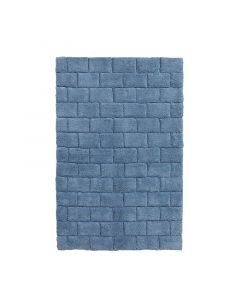Seahorse  badmat  Metro, blok,   Denim blauw  zware kwaliteit 100% katoen
