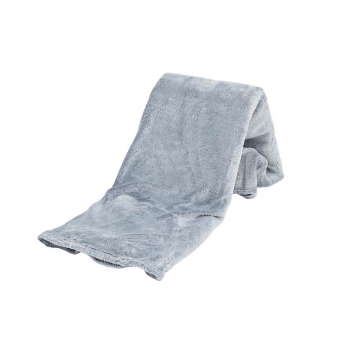 herhaling klauw Onzin Plaid Fleece Uni , in teddy in grijs 150x200, Deken voor op de bank , bed  of picknick