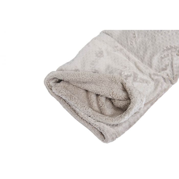 diagonaal Gevoel Bloesem Plaid Fleece Uni , in licht grijs met vacht 150x200, Deken voor op de bank  , bed of