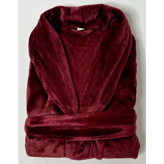 Verheugen voorstel Ingenieurs Super zachte badjas in de bordeaux rood, port kleur fleece badjas, SPECIALE  PRIJS