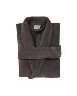 badjas met sjaalkraag Pure basalt grijs 100% katoen velours met badstof